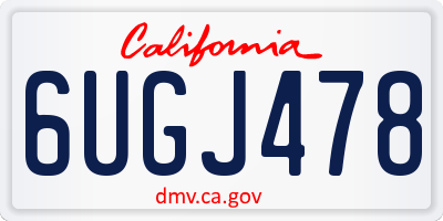 CA license plate 6UGJ478