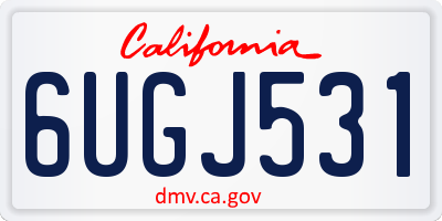 CA license plate 6UGJ531