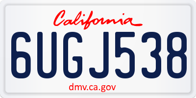CA license plate 6UGJ538