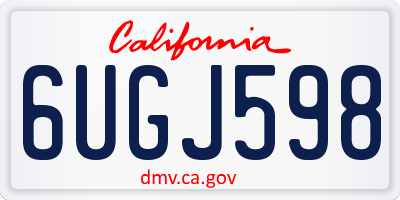 CA license plate 6UGJ598