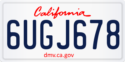 CA license plate 6UGJ678