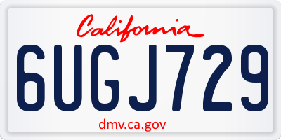 CA license plate 6UGJ729