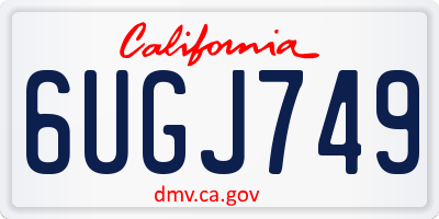 CA license plate 6UGJ749
