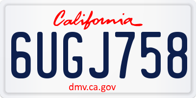 CA license plate 6UGJ758