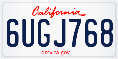 CA license plate 6UGJ768