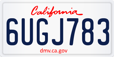 CA license plate 6UGJ783