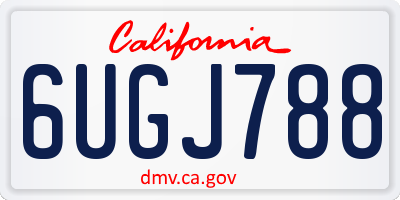 CA license plate 6UGJ788