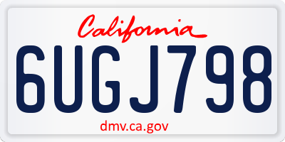 CA license plate 6UGJ798