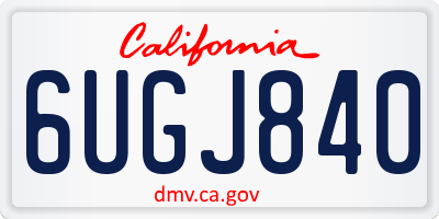 CA license plate 6UGJ840