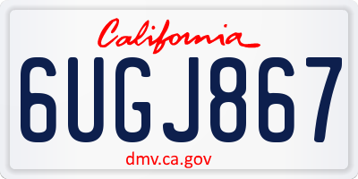 CA license plate 6UGJ867