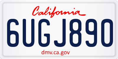 CA license plate 6UGJ890
