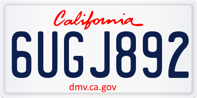 CA license plate 6UGJ892