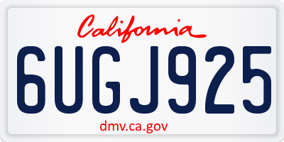 CA license plate 6UGJ925