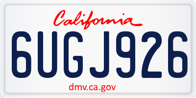 CA license plate 6UGJ926