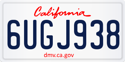 CA license plate 6UGJ938