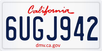 CA license plate 6UGJ942