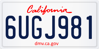 CA license plate 6UGJ981