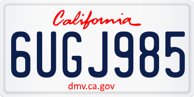 CA license plate 6UGJ985