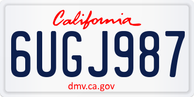 CA license plate 6UGJ987
