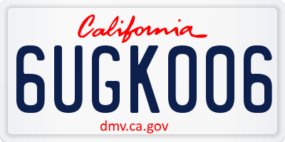 CA license plate 6UGK006