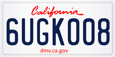 CA license plate 6UGK008