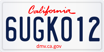 CA license plate 6UGK012