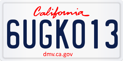 CA license plate 6UGK013
