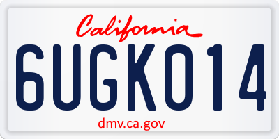 CA license plate 6UGK014