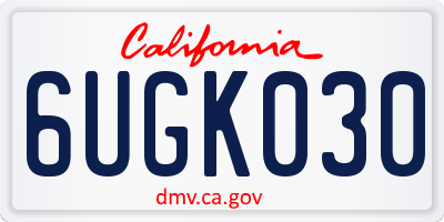 CA license plate 6UGK030