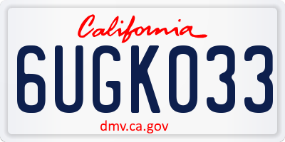 CA license plate 6UGK033