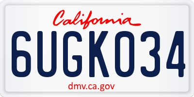 CA license plate 6UGK034