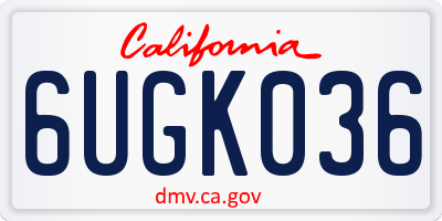 CA license plate 6UGK036