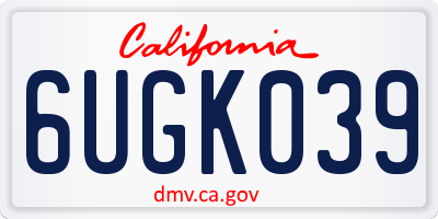 CA license plate 6UGK039