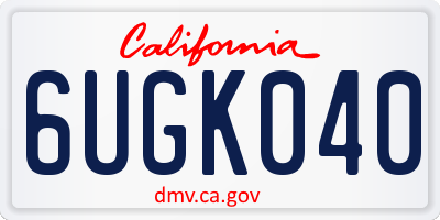 CA license plate 6UGK040
