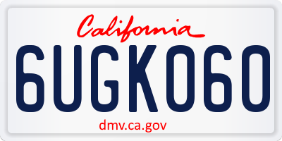 CA license plate 6UGK060