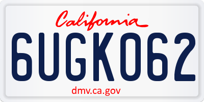 CA license plate 6UGK062