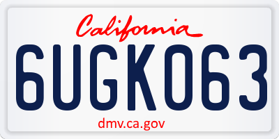 CA license plate 6UGK063