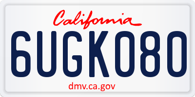 CA license plate 6UGK080