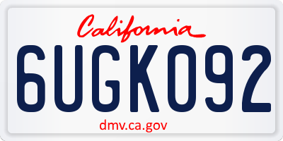 CA license plate 6UGK092