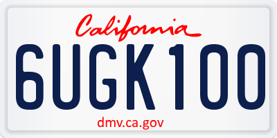 CA license plate 6UGK100
