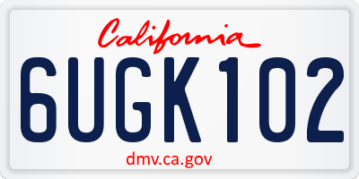 CA license plate 6UGK102
