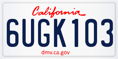 CA license plate 6UGK103