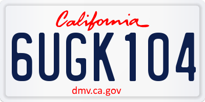 CA license plate 6UGK104