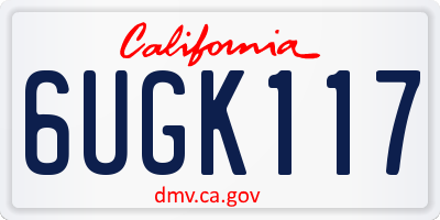 CA license plate 6UGK117