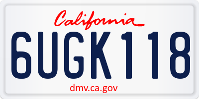 CA license plate 6UGK118