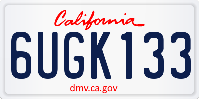 CA license plate 6UGK133