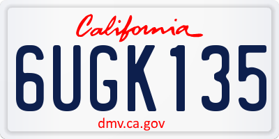 CA license plate 6UGK135