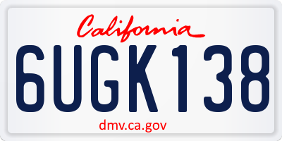 CA license plate 6UGK138
