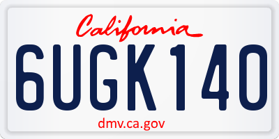 CA license plate 6UGK140