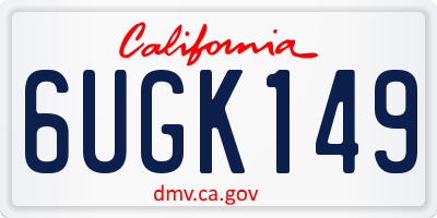 CA license plate 6UGK149